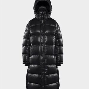 Aritzia Super Puff Hi Gloss Black Long Jacket